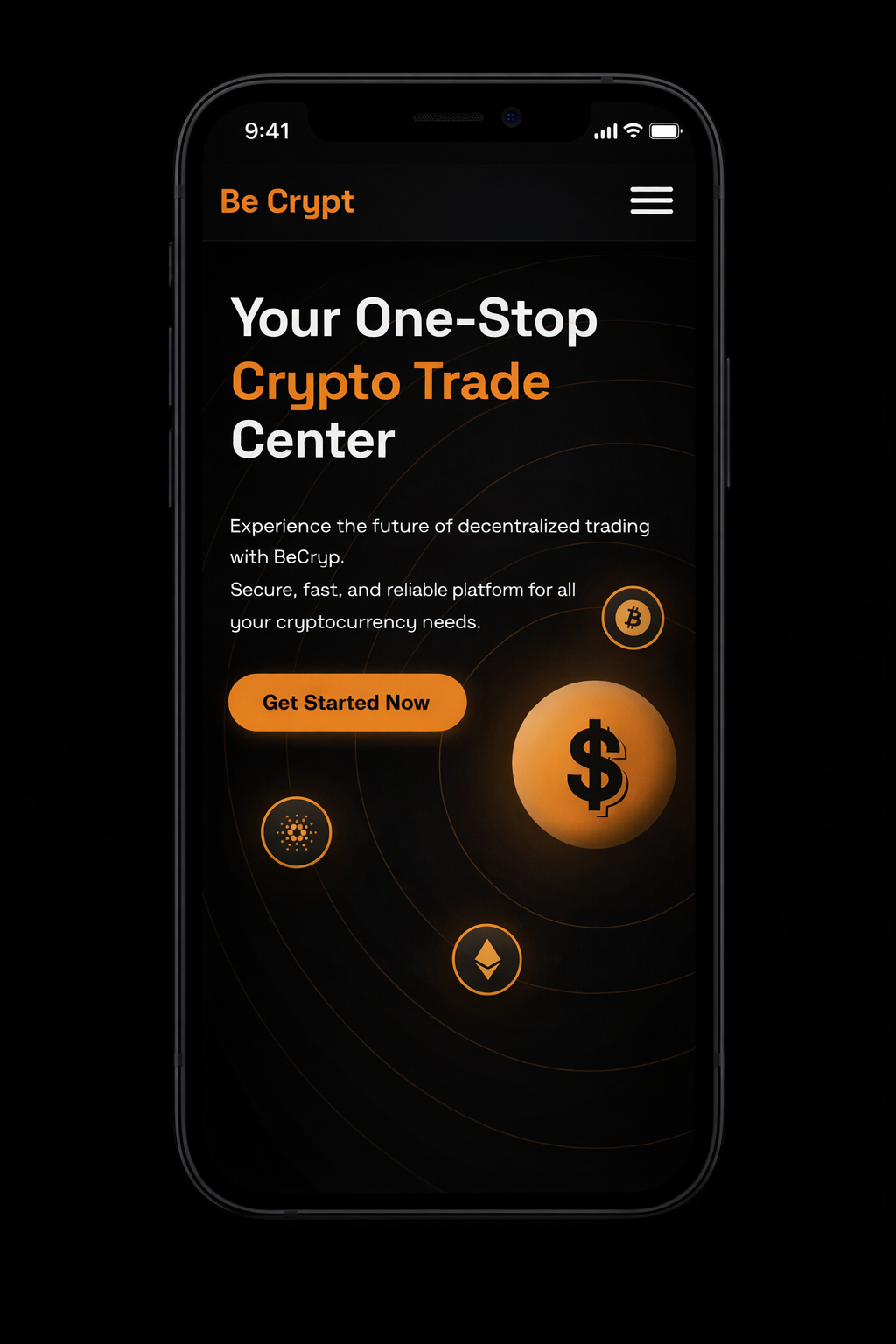 Be Crypt mobile app preview